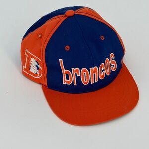 Vintage 90s Denver Broncos Kids Snapback Hat Orange Blue NFL Team Apparel